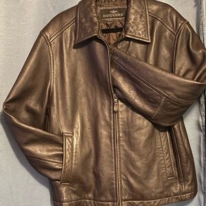 Dockers Brown Leather Bomber Jacket